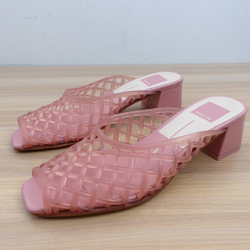 Dolce Vita Tulip Pink Jelly Mule Heels 6 Y2K Retro Coquette Resort Summer
